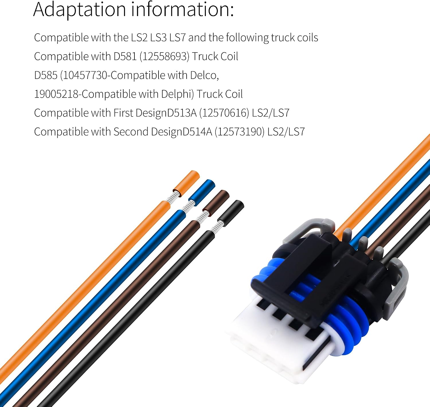HiSport Set 8 Ignition Coil Connector Wiring Pigtail Harness Compatible with GM LS2 LS7 D581 D585 LS2 LS7 LQ4 5.3 6.0 8.1 Truck