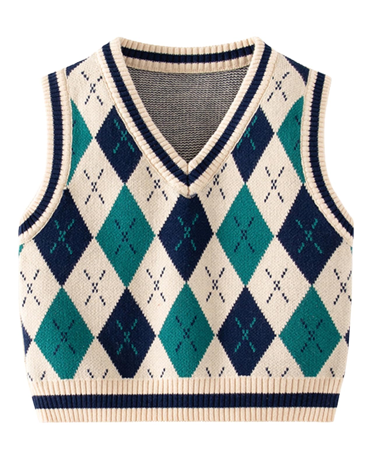 Yimutian Chaleco de Punto Uniforme para Niños Niñas, Chaleco Suéter de Cuello en V, Jersey Sin Mangas 100% Algodón para Primavera Otoño Invierno