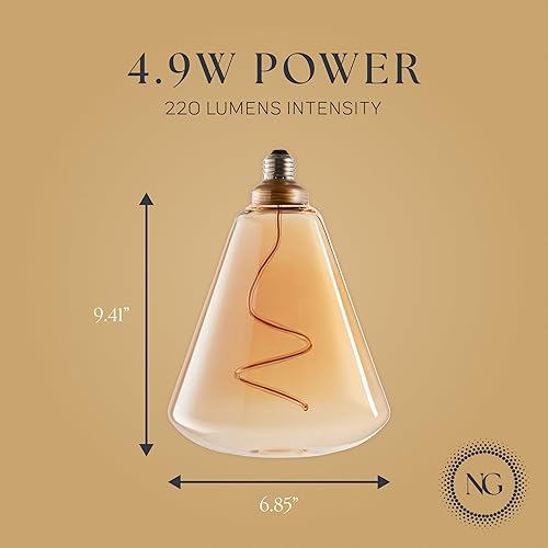 Miniatura 6 de Next Glow Bombilla LED decorativa Edison de filamento LED  240 lúmenes, 4.9 W, regulable, 2000 K blanco cálido, base mediana E26 con impresionante