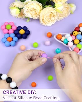 FIVEIZERO 150PCS 30 Colors 15mm Round Silicone Beads | 5 Each Color, Odorless, Seamless, Even Holes, Colorfast, Pre-drilled, For Keychains, Beaded Pens, Earrings, Phone Charms