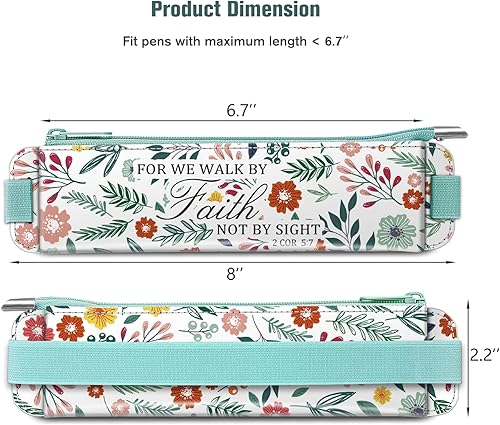 Miniatura 5 de FINPAC Paquete de 2 estuches elásticos para lápices, portalápices de cuero, bolsa con cremallera para lápices, marcadores, bolsa para bolígrafos con