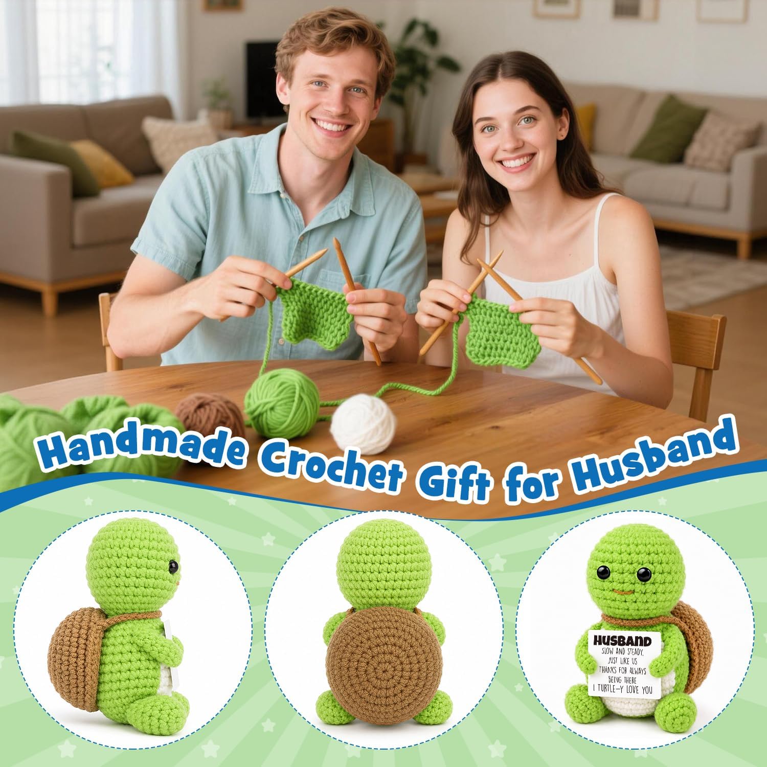 GwhyGifts Mini Gifts for Husband Fathers Day Birthday,Wedding for Husbands,Best Husband Ever Present for Him Men Couple Hubby Spouse,Romantic Handmade Crochet I Love You Gift for Men