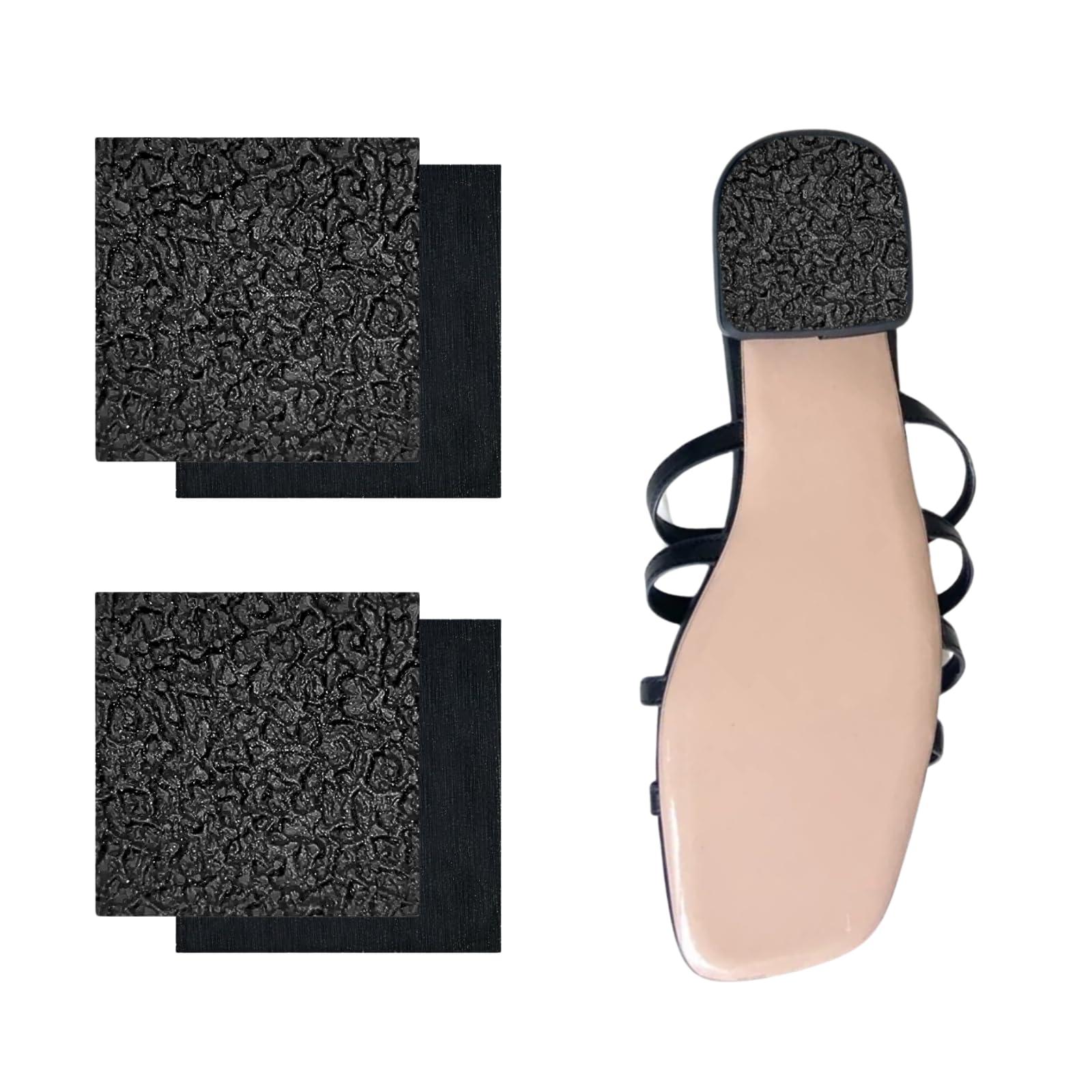 Shoe Heel Repair, Rubber Sole Sheet, 1/4 Inch Thick, Black, 4 Patches