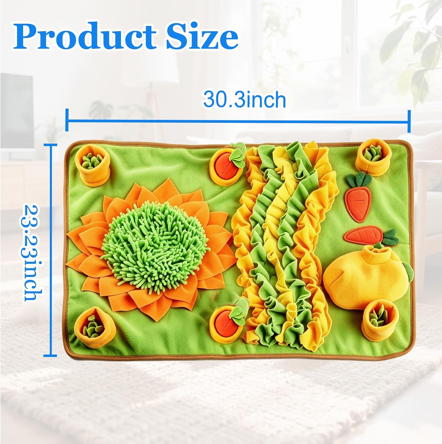 Sunflower Pet Snuffle Mat for Dogs & Cats, Non-Slip Interactive Foraging Pad, Slow Feeder Puzzle Toy with Multiple Hidden Pockets for Boredom & Anxiety Relief