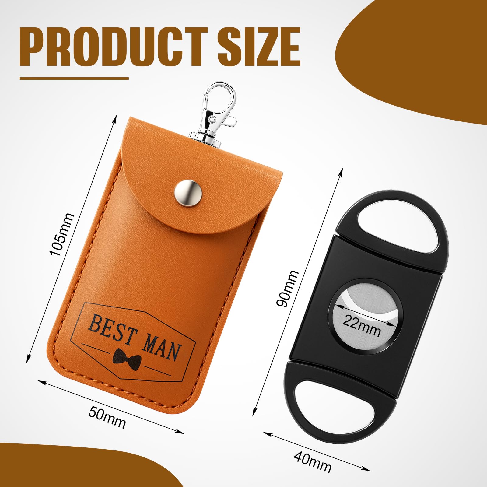 Lothee 7 Pack Groomsmen Gifts Set - 6 Groomsmen & 1 Best Man Leather Pouch Keychain with Stainless Steel Cutters - Wedding Party Favors Bachelor Proposal Box Fillers