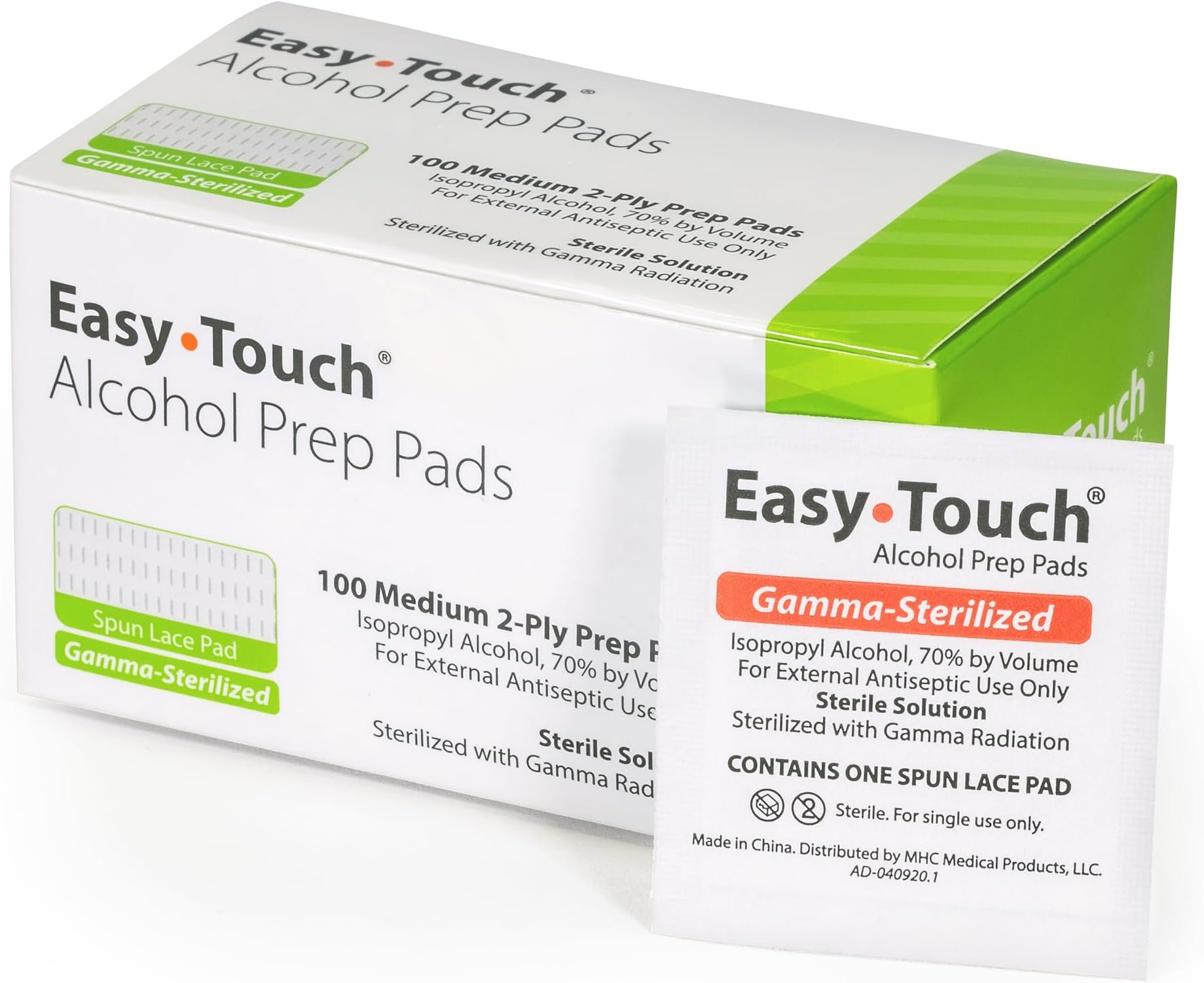 EasyTouch Gamma-Sterilized Alcohol Prep Pads, Box of 100
