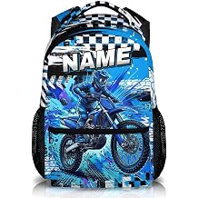 Personalized Backpack for Kids Boys, Custom Motorcycle Bookbag for Preschool Elementary Middle Back to School Supplies
