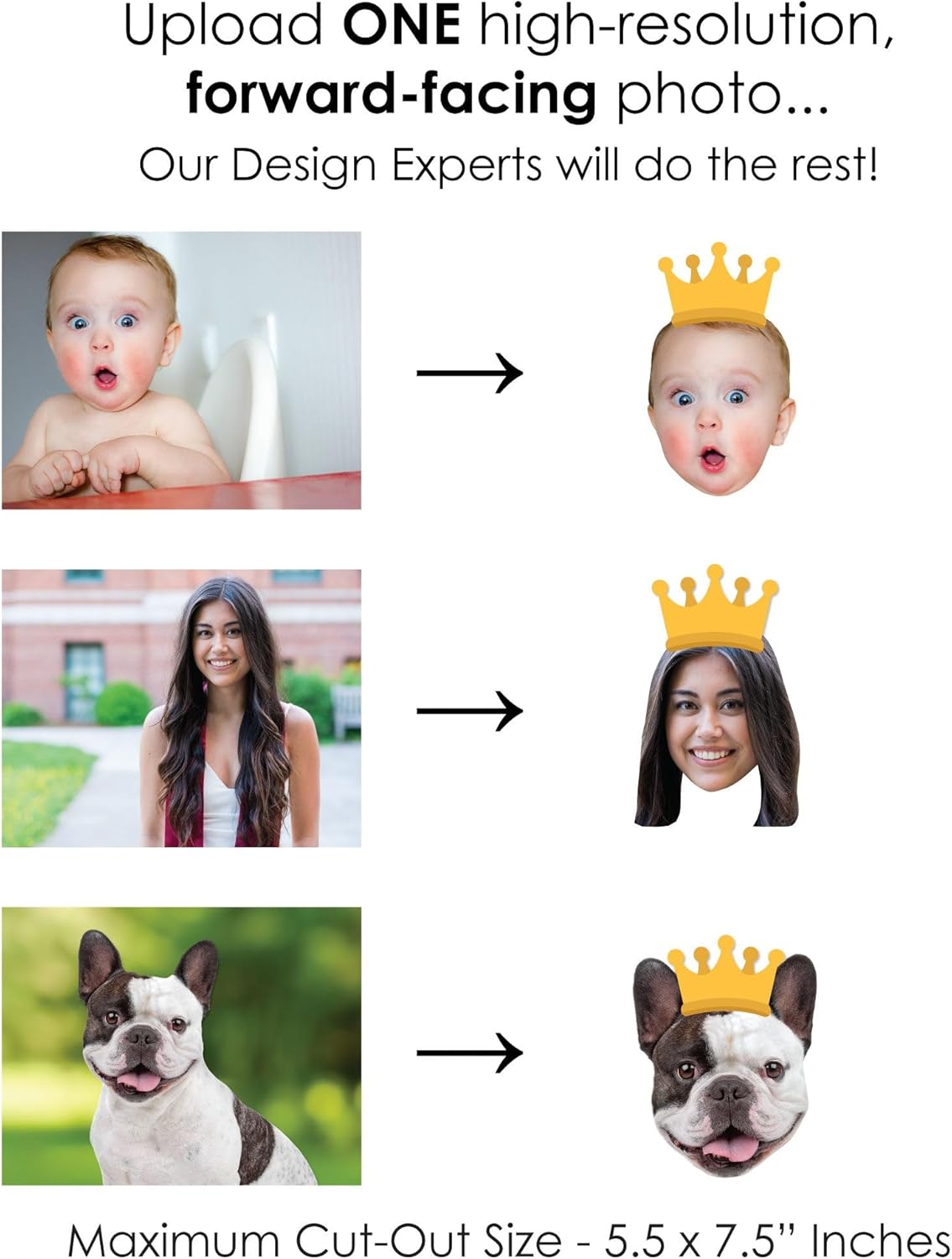 Big Dot of Happiness Custom Photo Head Cut Out Decorations - DIY Personalized Face Cutouts for Party Events, Professional Grade Cardstock, 20-Piece Set