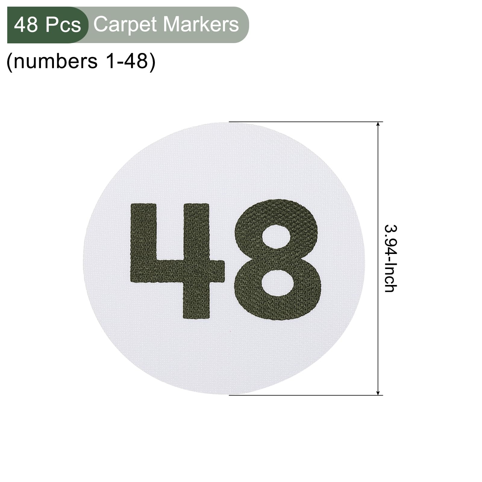 YOKIVE 4 Inch Carpet Spot Markers, 48Pcs Circle Floor Sit Dots with Numbers 1-48 Line Up Carpet Spots for Teacher, White - Image 2