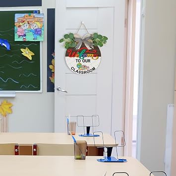 3D Welcome to Our Classroom Sign,Classroom Door Hanger,School Welcome Door Decor,Back to School Wall Decoration,Teacher Door Sign with Bow for Kids Room Teacher Office Bulletin Board Nursery