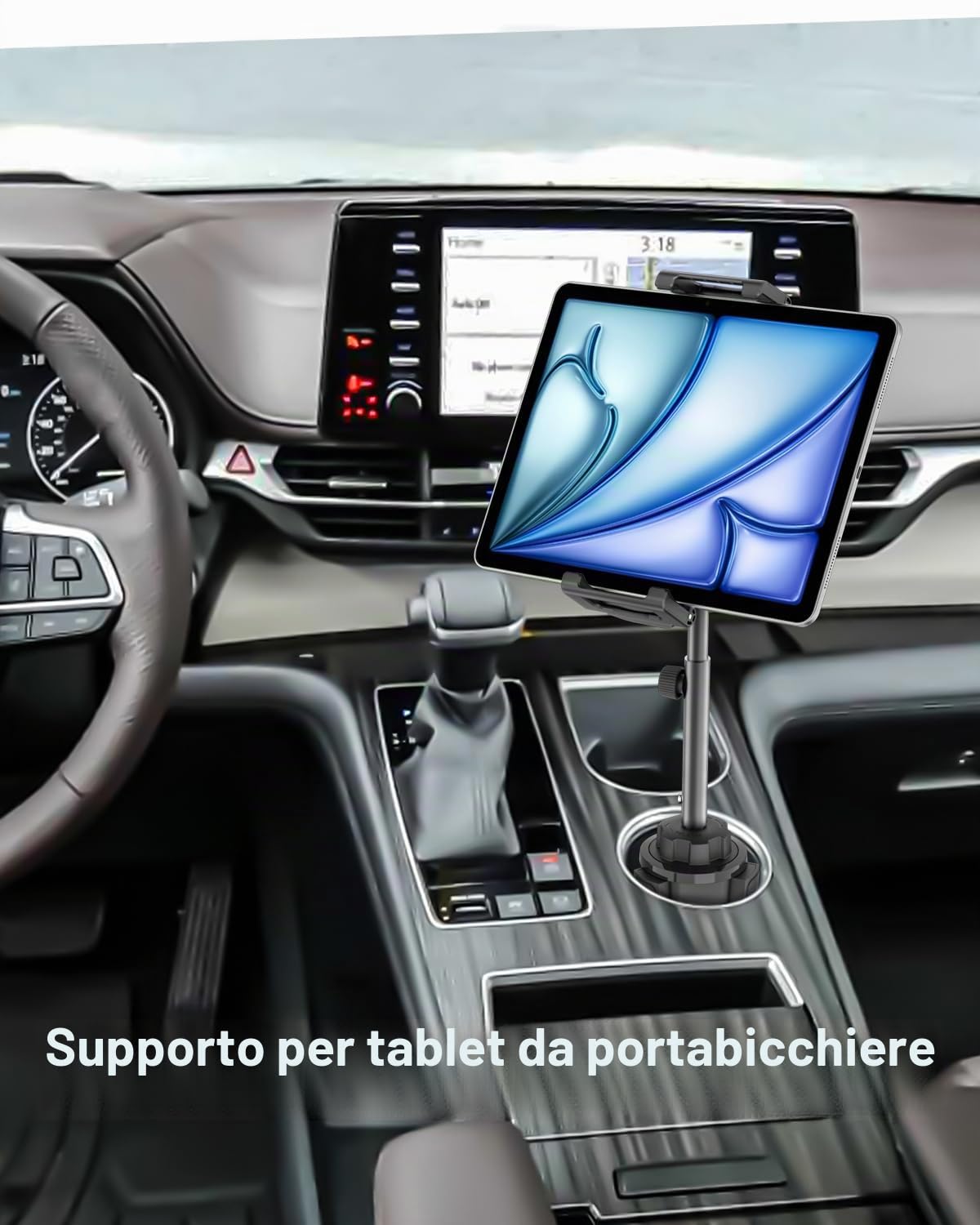 Supporto Tablet Auto Portabicchieri per 6,1 a 15,6 pollici iPad, [Braccio Telescopico in Metallo] Supporto Tablet & Telefono Bicchiere Camion per iPad Pro 13 12,9 11 Air Mini, Galaxy, iPhone