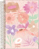 Jandaia - Caderno Espiral Universitário CD 10 Matérias 160 Fls La Creme Flores Fundo Poá FSC