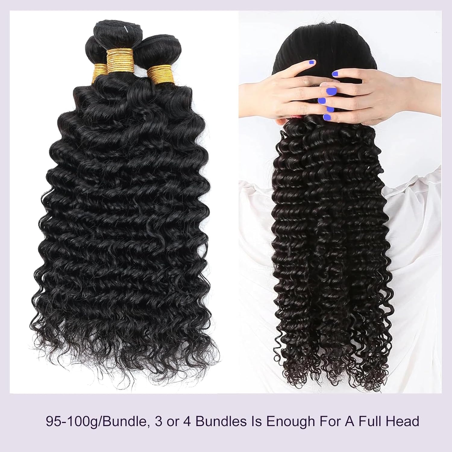 One Bundle Human Hair 18 Inch Deep Wave Human Hair Single Bundle 100g/Pc Natural Black Unprocessed Brazilian Virgin Quick Weave Hair Bundle for Black Women