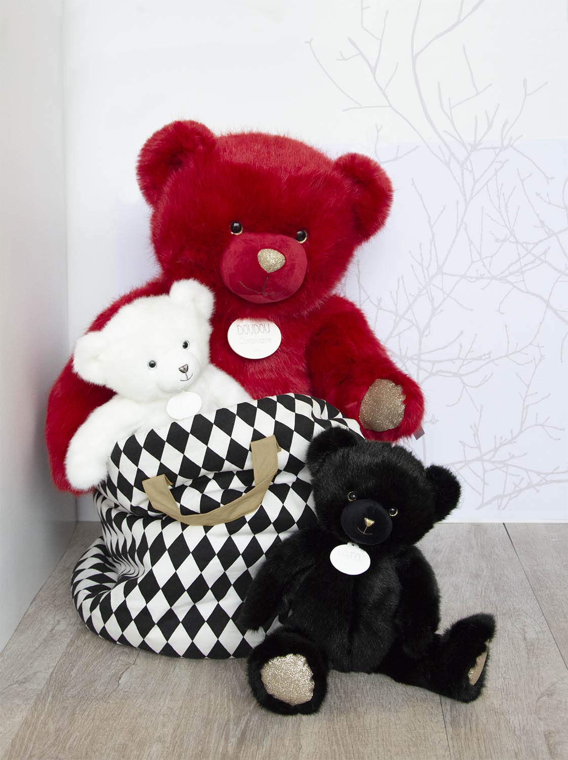 Doudou et Compagnie - Ours En Peluche Paillettes - 37 cm - Noir - Ours Collection - DC3589