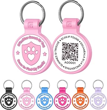 Silicone QR Code Dog Tag Personalized Pet ID Anti-Lost Pink-L