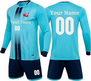 Custom Soccer Goalie Jersey Youth with Name Number Logo Long Sleeve Goalie Uniform Soccer Goalkeeper Kit