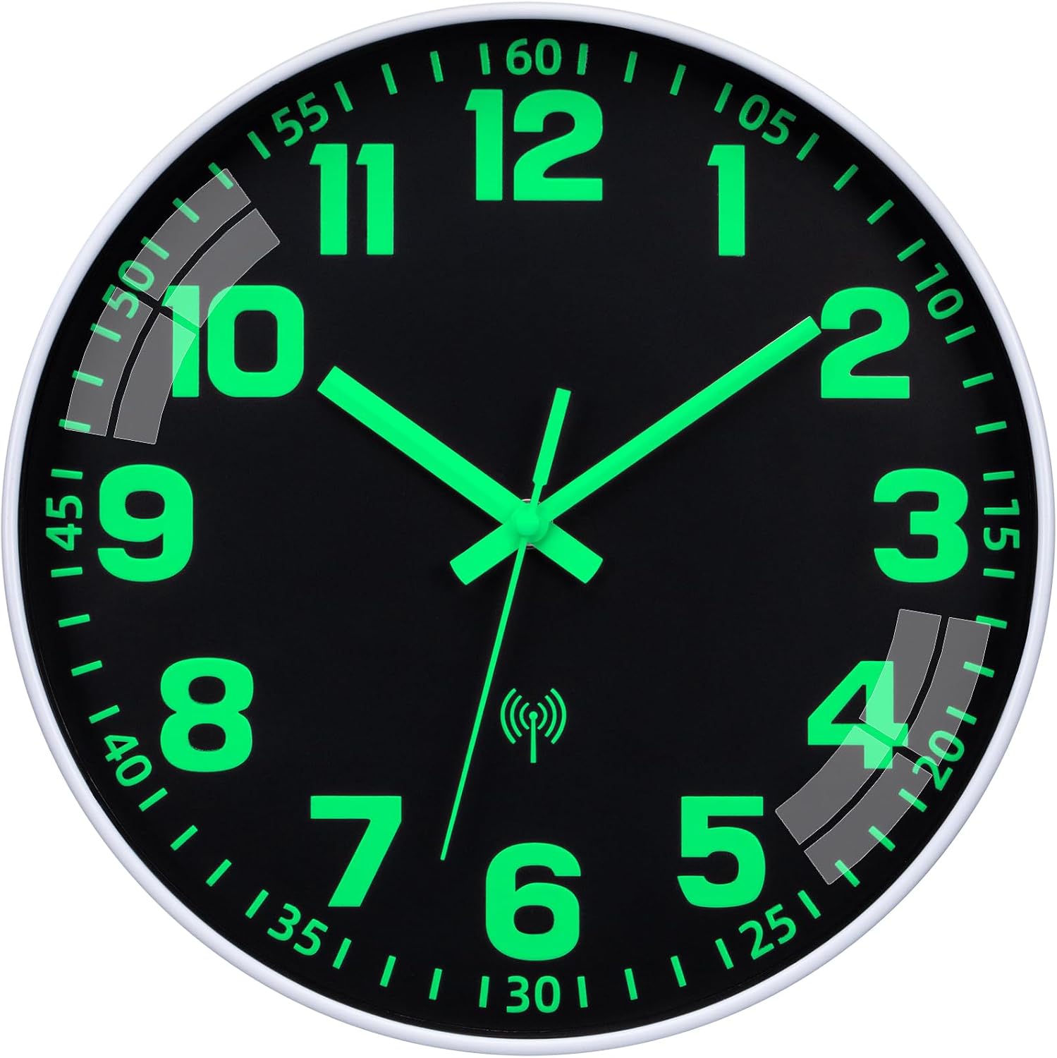Atomic Wall Clock with Glow in the Dark Night Light 12" | Wall Clock Battery Operated, Easy to Read, Analog Clock, Luminous Numerals, Lighted up,Home Decor, for Bedroom Living Room