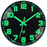 Atomic Clock with Glow in The Dark - Analog Sets Automatically Battery Operated Easy to Read 12