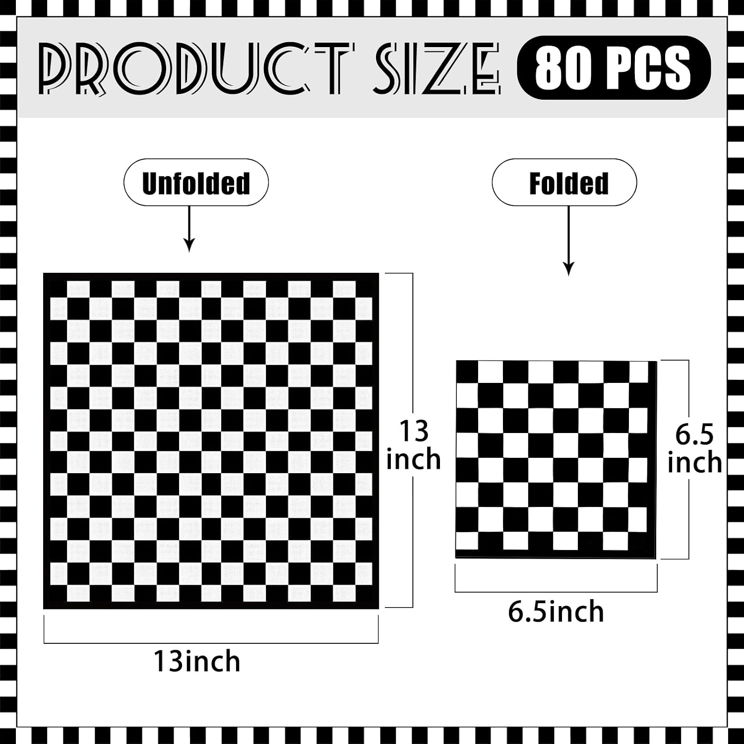 Black and White Checkered Flag Napkins, 80Pcs Disposable Racing Car Theme Party Paper for Baby Shower Racing Party Decorations Favors