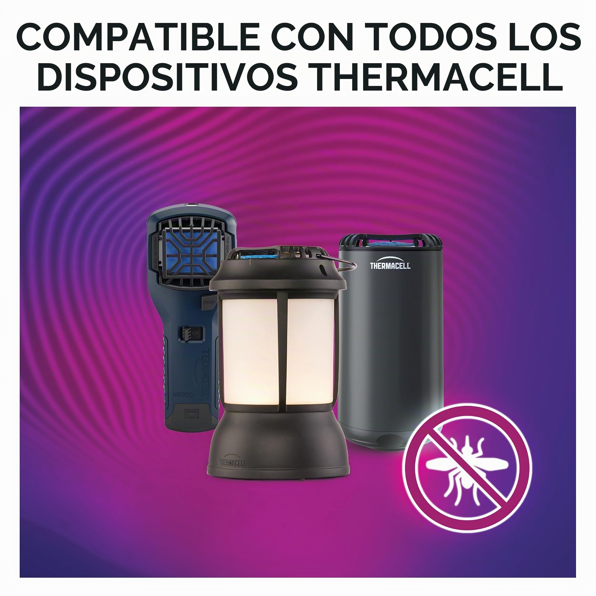 Thermacell Recambio Repelente de Mosquitos, Protección Eficaz 20 m², Compatible con Todos los Dispositivos, 48 Horas de Duración, 4 Cartuchos + 12 Pastillas + Guantes de regalo