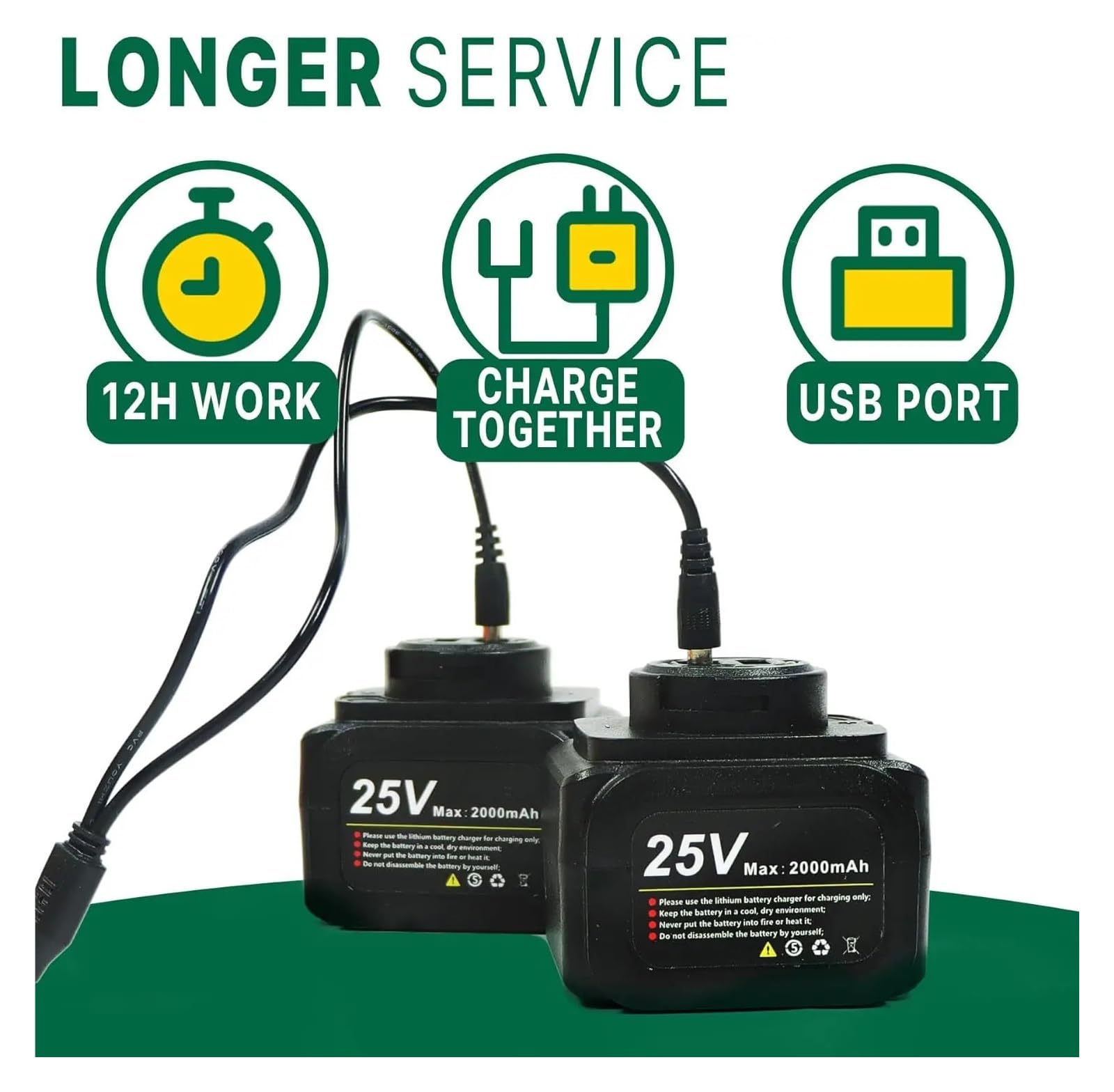 Kit de podadora inalámbrica, tijeras podar eléctricas 1,6 pulgadas y mini motosierra 5 con 2 baterías recargables 25 V
