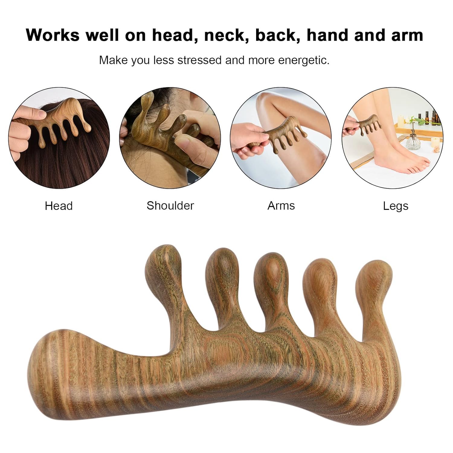 Artist International ™Handmade 100% Natural Green Sheesham Wide Tooth Combs - Head Scalp Massage No Static, Detangling Comb, Green Sheesham Wooden Hair Comb for Men and Women 1