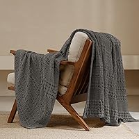 Vista 14 de PHF - Manta de punto gofre 100% algodón King, suave, ligera, transpirable, acogedora, de verano, para cama, tejida, estética, decoración del hogar