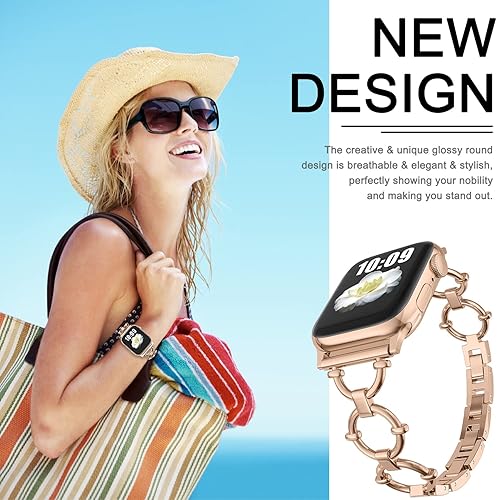 Miniatura 2 de Miimall Compatible con Apple Watch Band de 3840414244451.929 in para mujeres y niñas, correa fina de acero inoxidable para Apple Watch Ultra 2Ultra