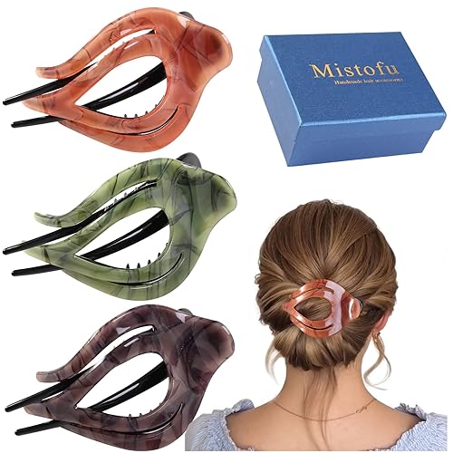 Miniatura 10 de 3 pinzas para el cabello francesas Concord, curvadas de sujeción fuerte, agarre antideslizante, pinzas de tortuga para cabello grueso o fino