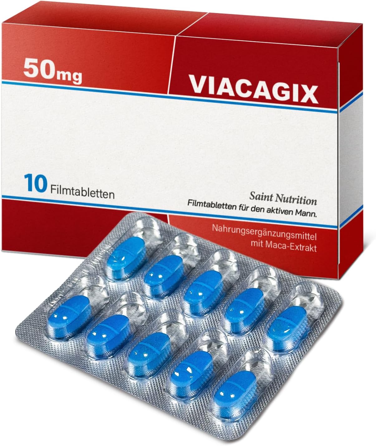 Viacagix - High Dose for the Adventurous Man - Extra Strong for Men Instant Effect - Supplement for Challenging Situations - With Maca & Zinc - Pack of 10
