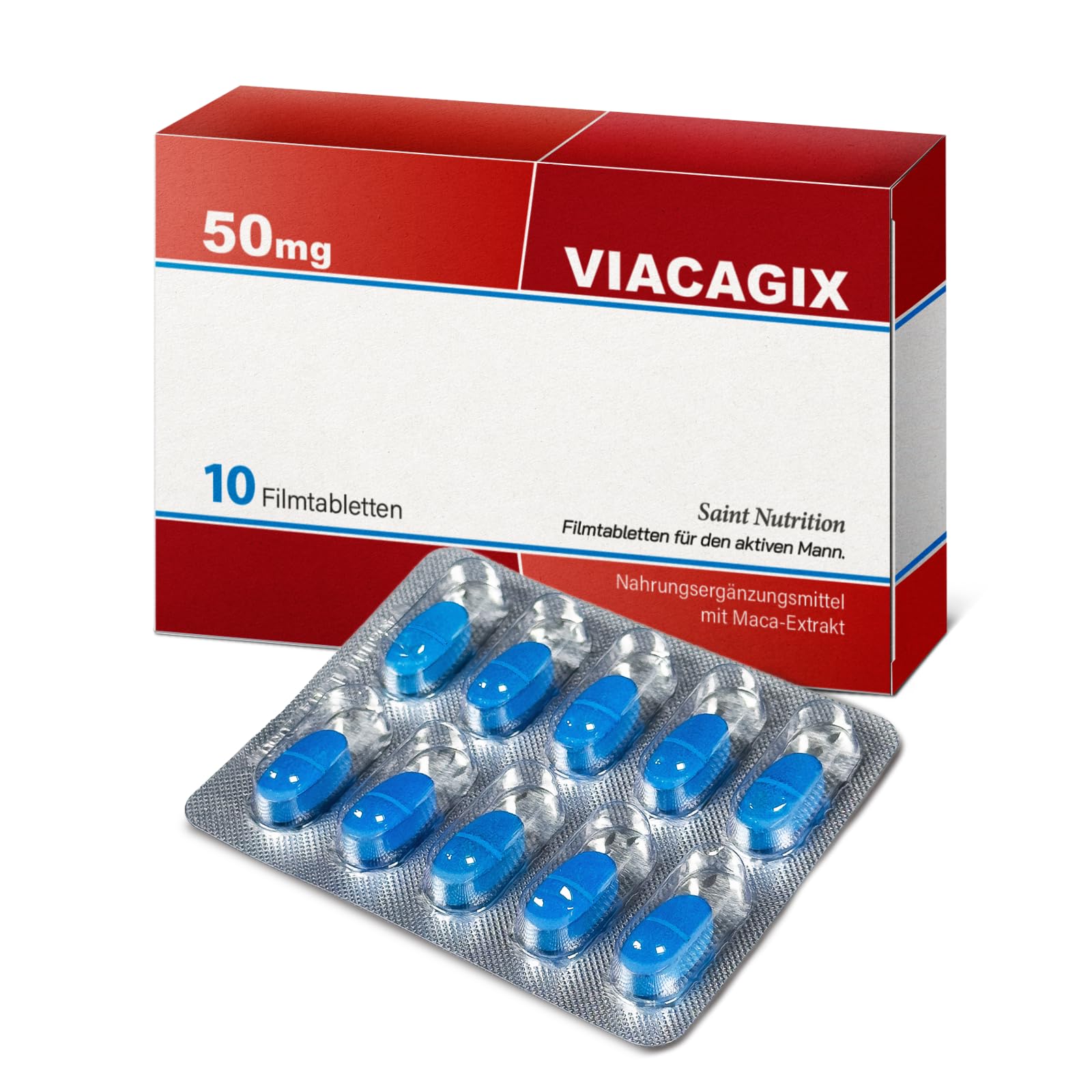 VIACAGIX – Hochdosiert für den abenteuerlustigen Mann – Extra Stark für Männer, Sofortwirkung – Ergänzung bei herausfordernden Situationen – mit Maca & Zink – 10 Stück