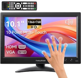 10,1 Zoll Touchscreen Monitor – 1366x768 HD IPS 16:9, HDMI/VGA/BNC/AV, eingebaute Lautsprecher, VESA 75x75 –Kleiner Monitor für PC, Raspberry Pi, Fire TV Stick, Küche, Auto, Überwachung