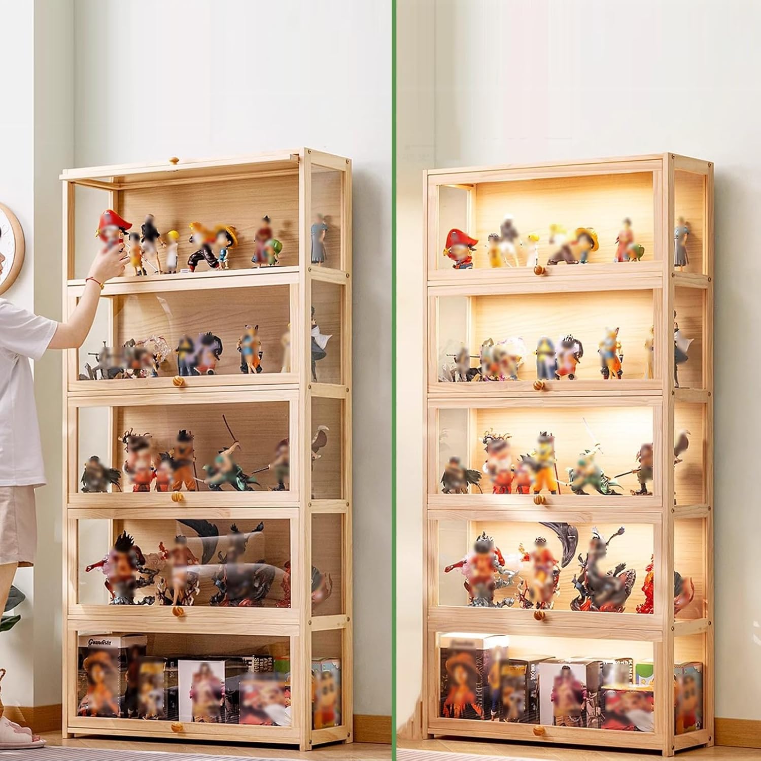 Display Cabinet Toys Display Shelf，Display Case with Acrylic Cabinet Door，Cabinet Doorsealed Dustproof Easy to Clean，Flip Door Cabinet Display Shelf，Curio Cabinet，Collection Display (Size :