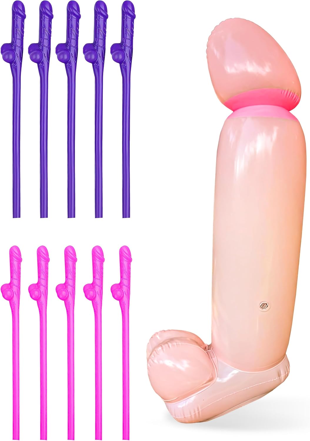 Bachelorette Party 10pcs Straws 1pcs Inflatable Pennis Willy Balloon Kit Party Pack Willy Straw Pool Games Funny Drinking Straw