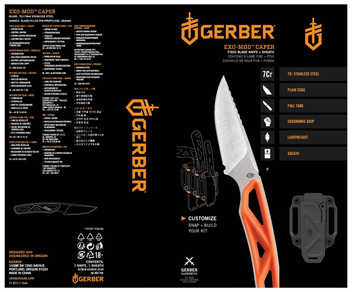 Gerber Coltello da outdoor con fodero, Materiale lama: 7Cr17MoV