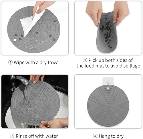 Miniatura 7 de Ptlom Tapete de comida para mascotas para perros y gatos, 2 piezas, tapete para evitar el desbordamiento de alimentos y agua, adecuado para mascotas