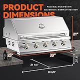 Hygrill 40-Inch Built In Grill, Stainless Steel 5-Burner Grill Head for Outdoor...
