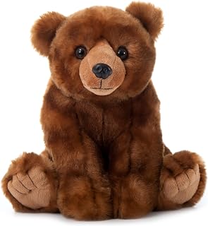 Bear Stuffed Animal, Gifts for Kids, Wild Onez Zoo Animals, Brown Bear Plush Toy 12 inches