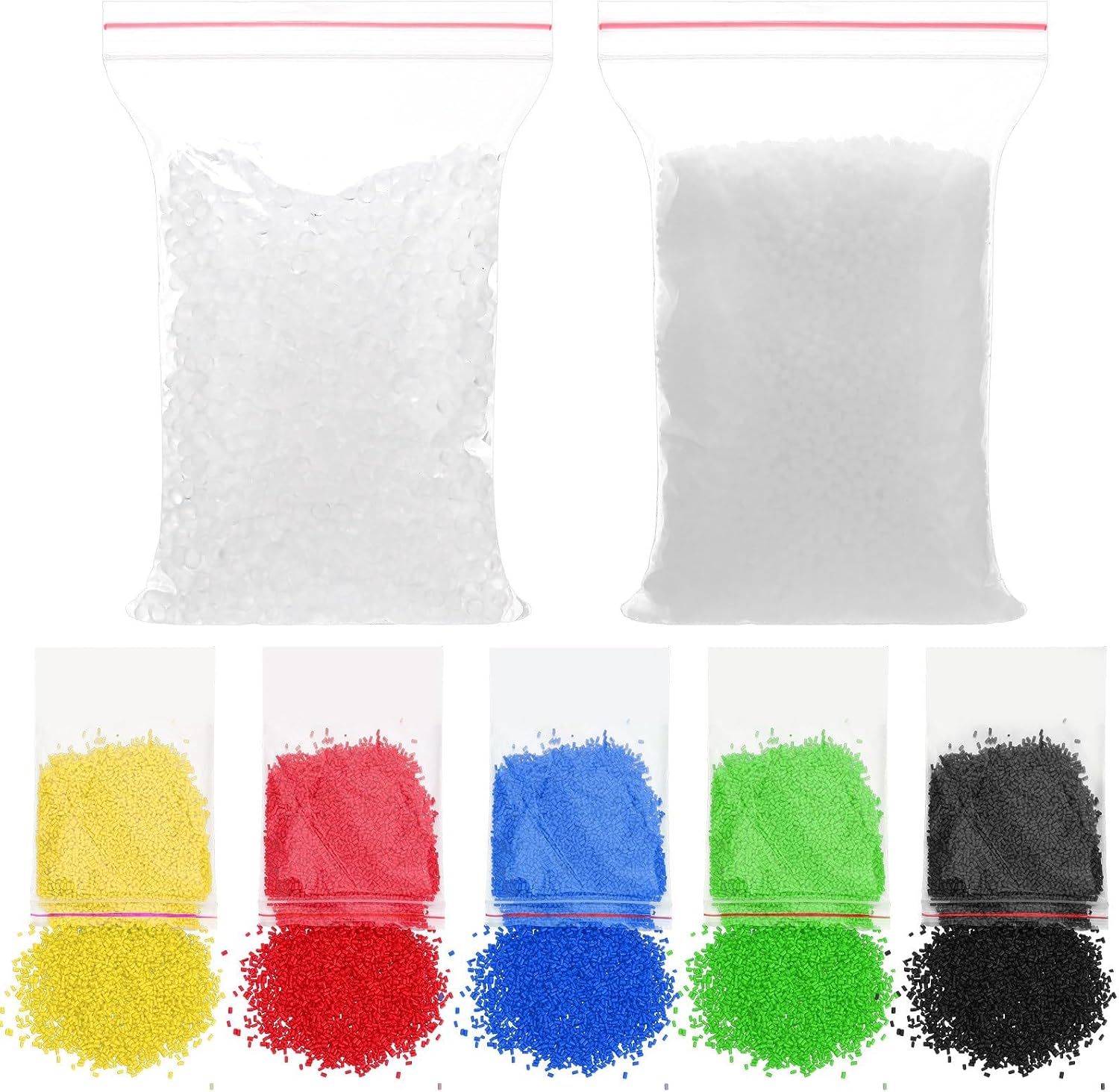 Color Pellets for Moldable Plastic, Red Yellow Blue Black Green White Clear Thermoplastic Beads, Reusable for Cosplay, DIY Crafts, Jewelry, Model Making, Ideal for Cosplayers, Crafters & Hobbyists