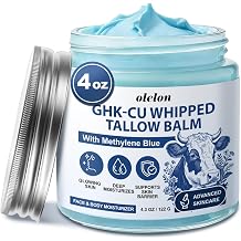 25000ppm Ghk-Cu Peptide Cream with Tallow, Honey & Methylene Blue, 4oz | Natural Anti-Aging Moisturizer with Manuka Honey & Vitamin E for Mature, Dry & Sensitive Skin
