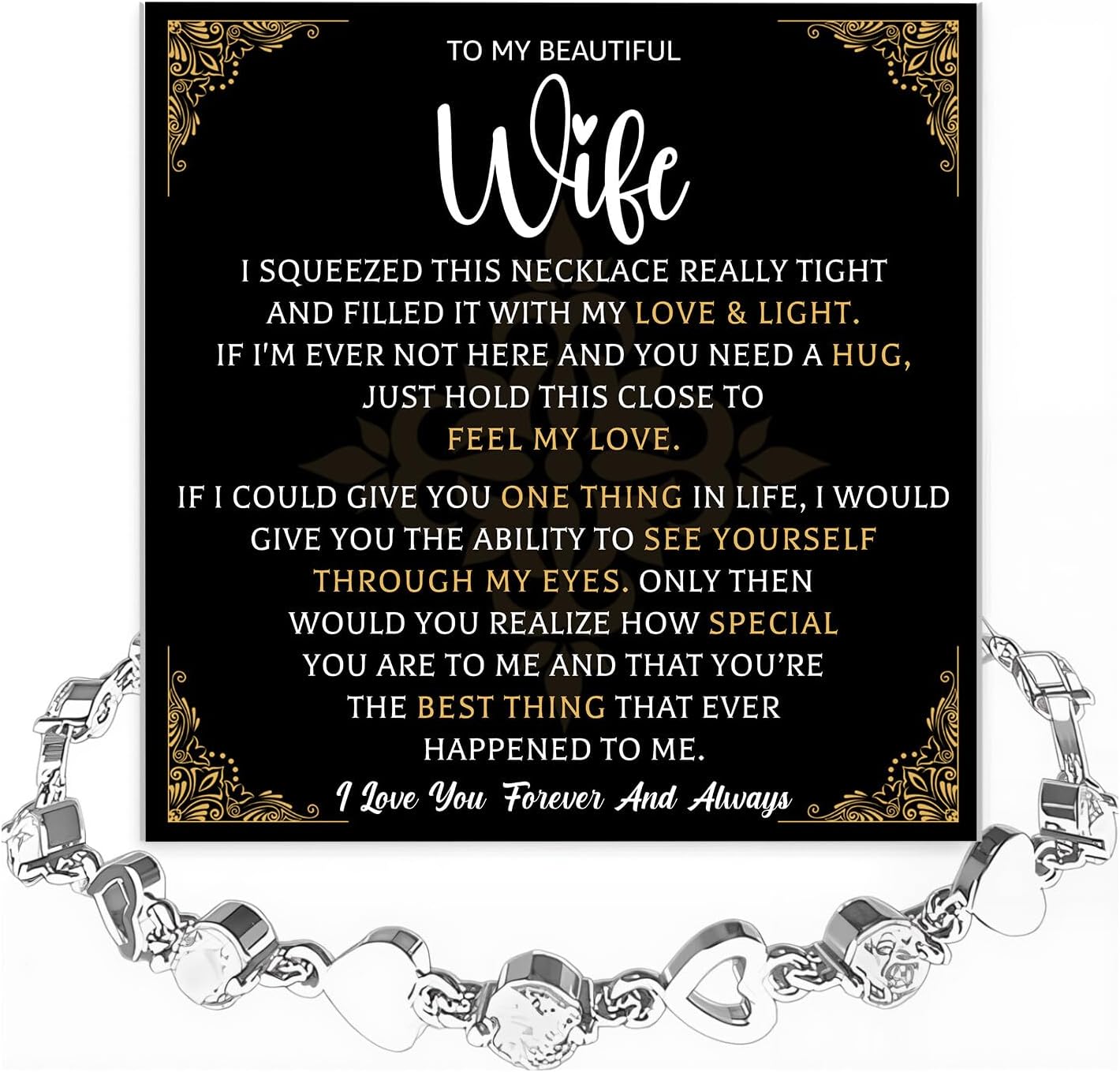 To My Beautiful Wife Bracelet, Meaningful Heart Bracelet from Husband, Jewery Gift for Wife on Birthday, Wedding, Anniversary, or Christmas
