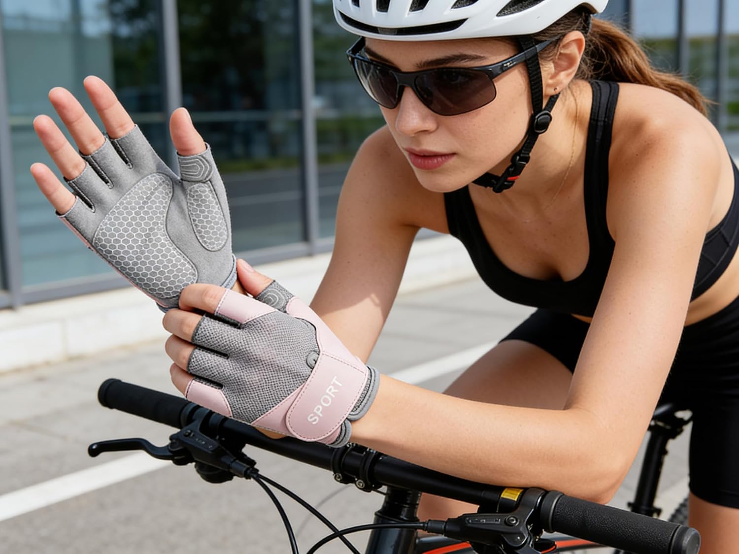 Utaly Women's Workout Gloves Fingerless Summer Gloves with Padded Breathable Mesh Non-Slip Sport Gloves for Cycling, Rowing