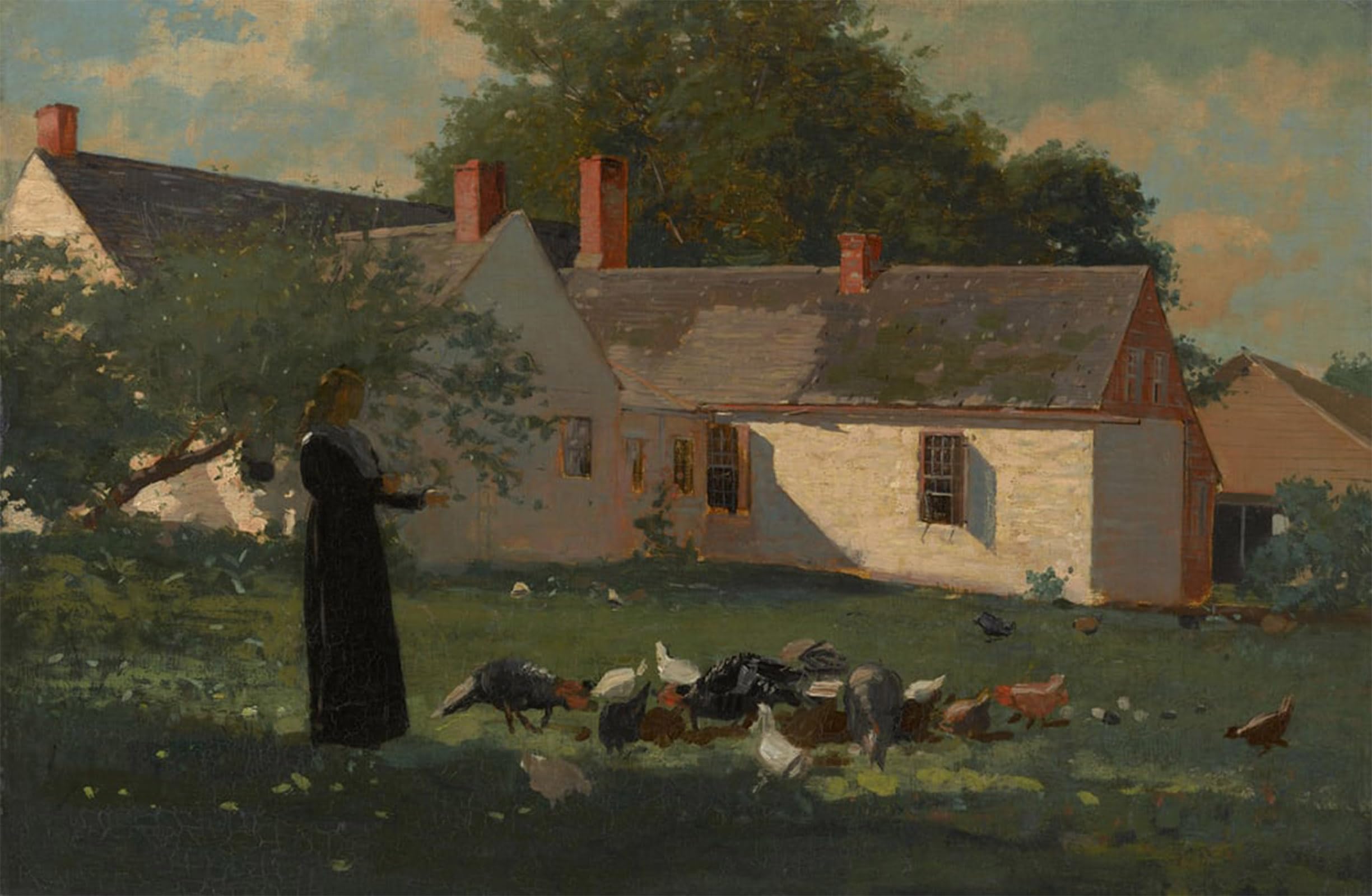 ARTXLXXBN Famous Prints Artwork Pictures Poster Painting Art Farmyard Scene by Winslow Homer Artwork Landscape Pictures for Home Decor 60x90cm