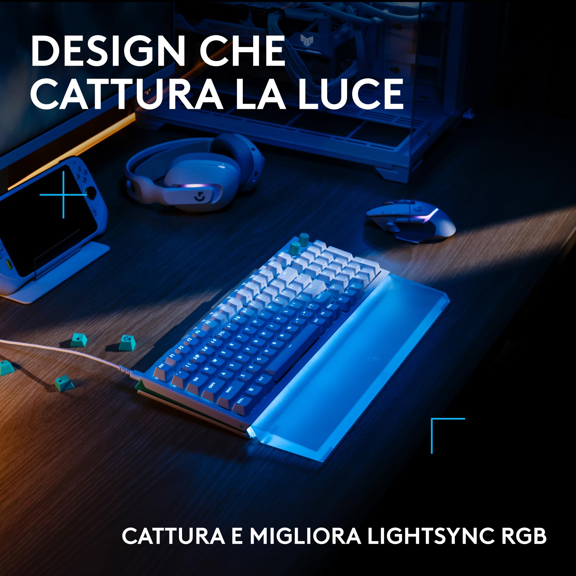 Logitech G G512 X PALM REST 98, poggiapolsi in acrilico | Amplifica la barra luminosa LIGHTSYNC RGB, incisione al laser, supporto premium per tastiera gaming G512 X 98 - Trasparente