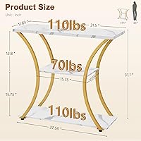 Vista 2 de Hoctieon 3 Tier Console Table with Open Wood Shelves, Decorative Entryway Table with Curved Metal Frames, Narrow Sofa Table for Entrance, Living