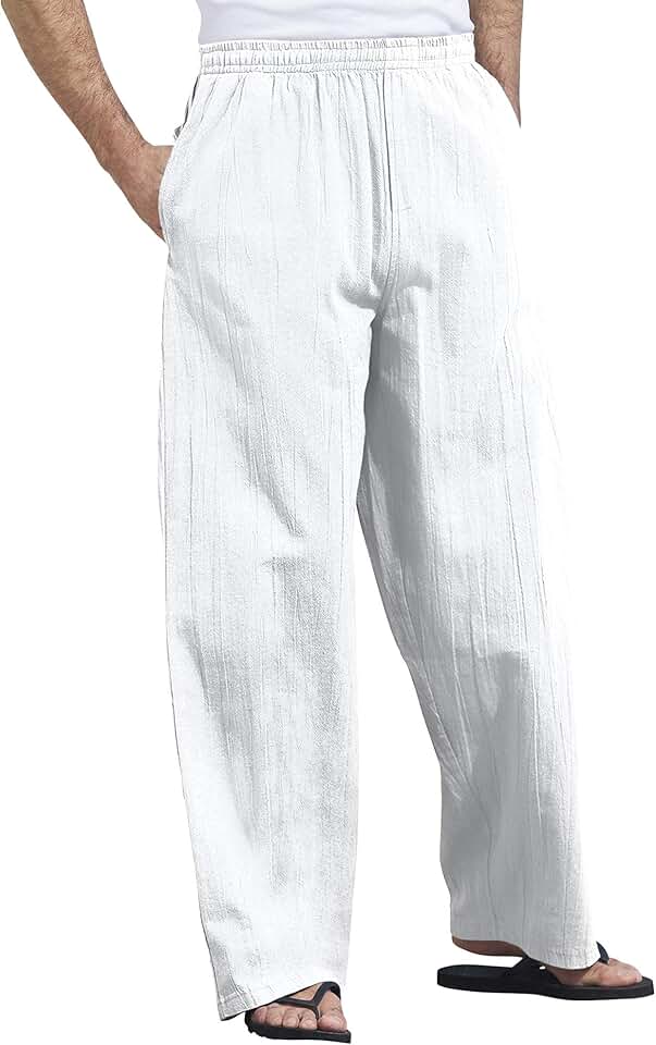 100 cotton white drawstring men pants