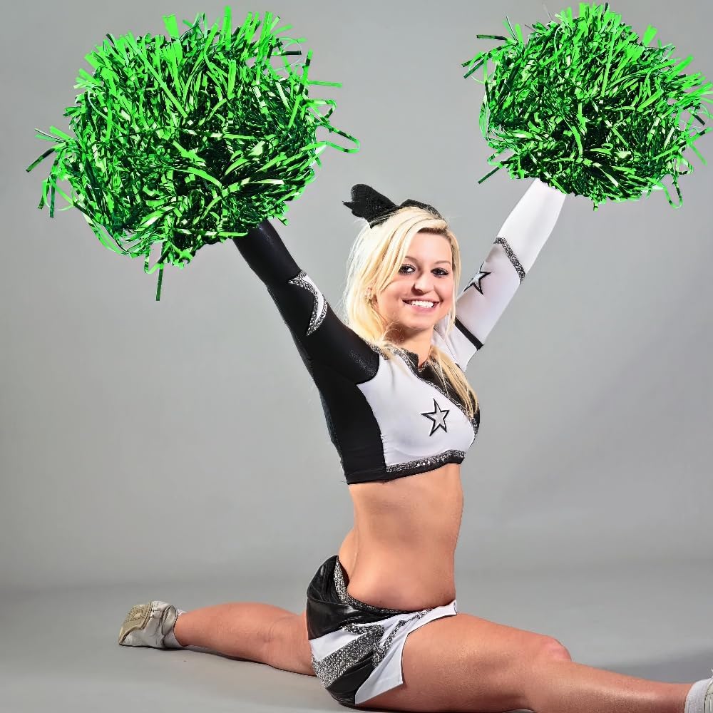 Green Pom Pom - 15'' - Green Vinyl & Foil - Vibrant Party Decor, Eye-Catching & Eco-Friendly Centerpiece - 1 Pc.