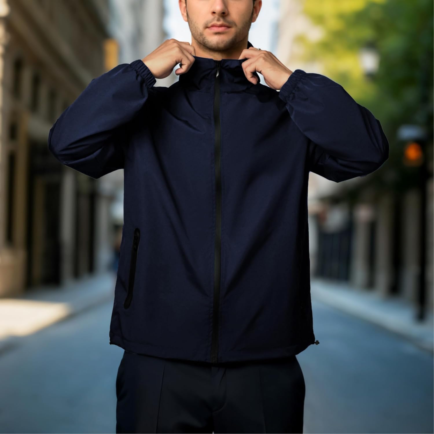 Rain Jacket Men Waterproof Windbreaker Lightweight Hooded Casual Coat for Daily Hiking Cycling Coat - Image 5