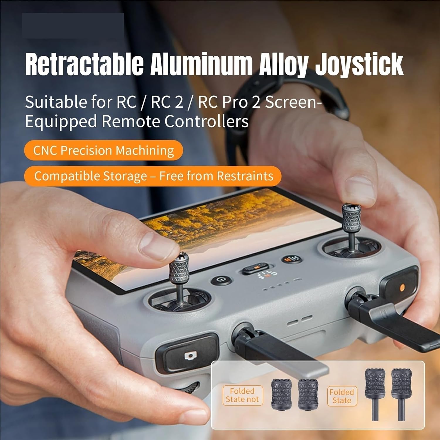 Drone Foldable Metal Joystick,Compatible For Dji Rc2/Rc Pro2 Screen Remote Control Accessories Extendable For Neo 2/Mini 5 Pro