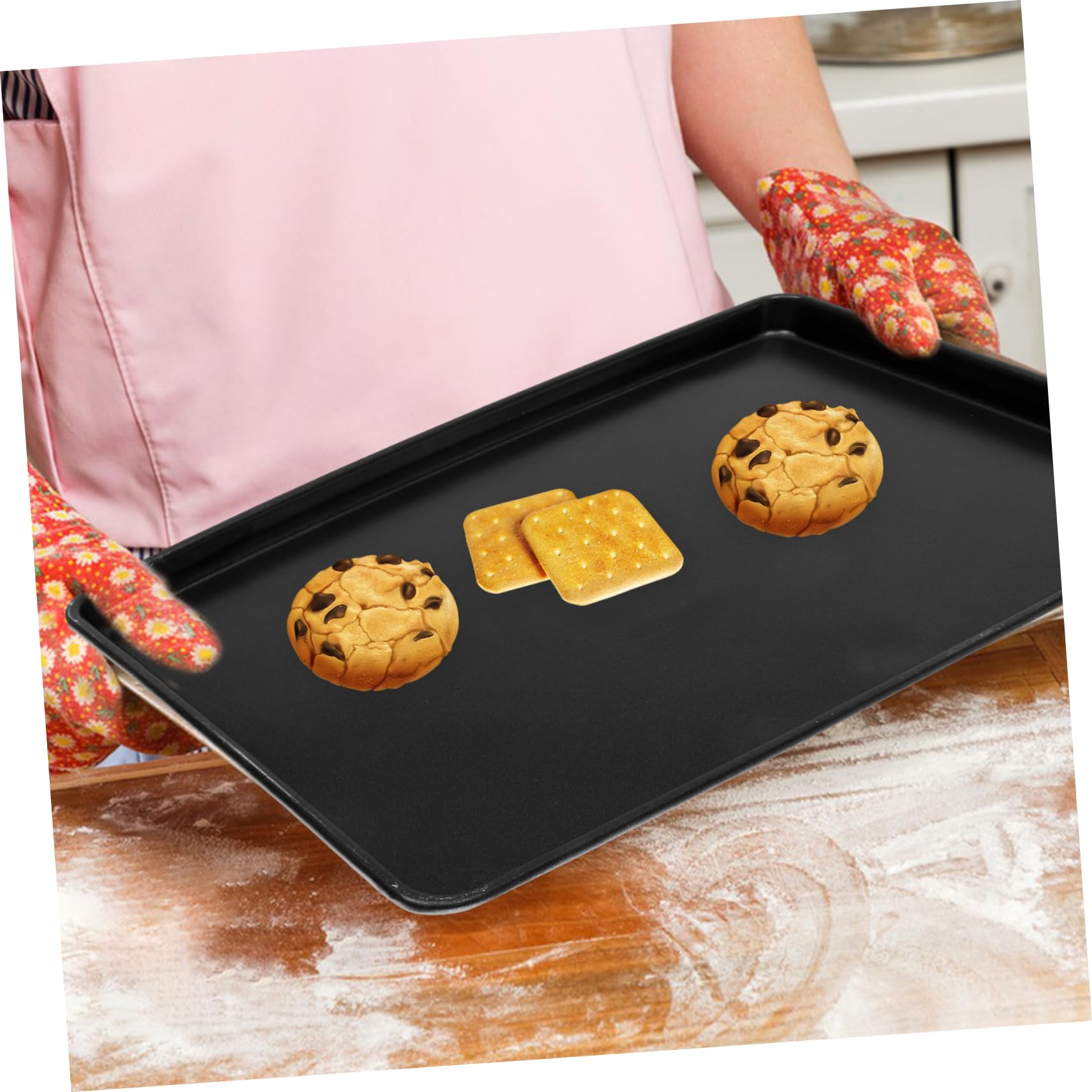 SHOWERORO Aluminiowa Blacha Do Piekarnika Non-stick Wielofunkcyjna Taca Serwisowa Prostokątna Blacha Do Pieczenia Ciasto Chleb Ciasteczka Idealna i Podawania